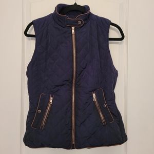 SOLD - ZARA Navy Blue Quilted Vest, Large (fits like Medium)